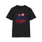 American Cutie T-Shirt | Patriotic Heart Sunglasses Graphic Tee, Fourth Of July Stars Fireworks Top