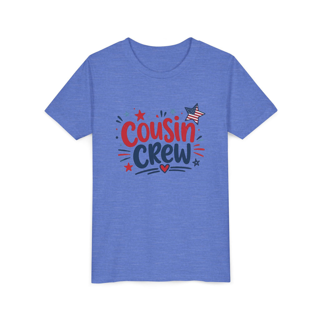 Cousin Crew Patriotic Tee, Red White Blue USA Shirt, Fun Family Celebration Graphic Top, Fourth of July Outfit Youth Short Sleeve Tee