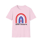 Patriotic Rainbow 250 Years T-Shirt, Boho 4th of July Rainbow Tee, America 250th Anniversary Shirt, Cute USA Rainbow Heart Gift, Independence Day