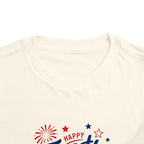 Happy Fourth of July Patriotic T-Shirt, Americana Fireworks Graphic Tee, Retro Independence Day Shirt, Summer Celebration Apparel, Red White Blue Outfit Toddler Short Sleeve Tee