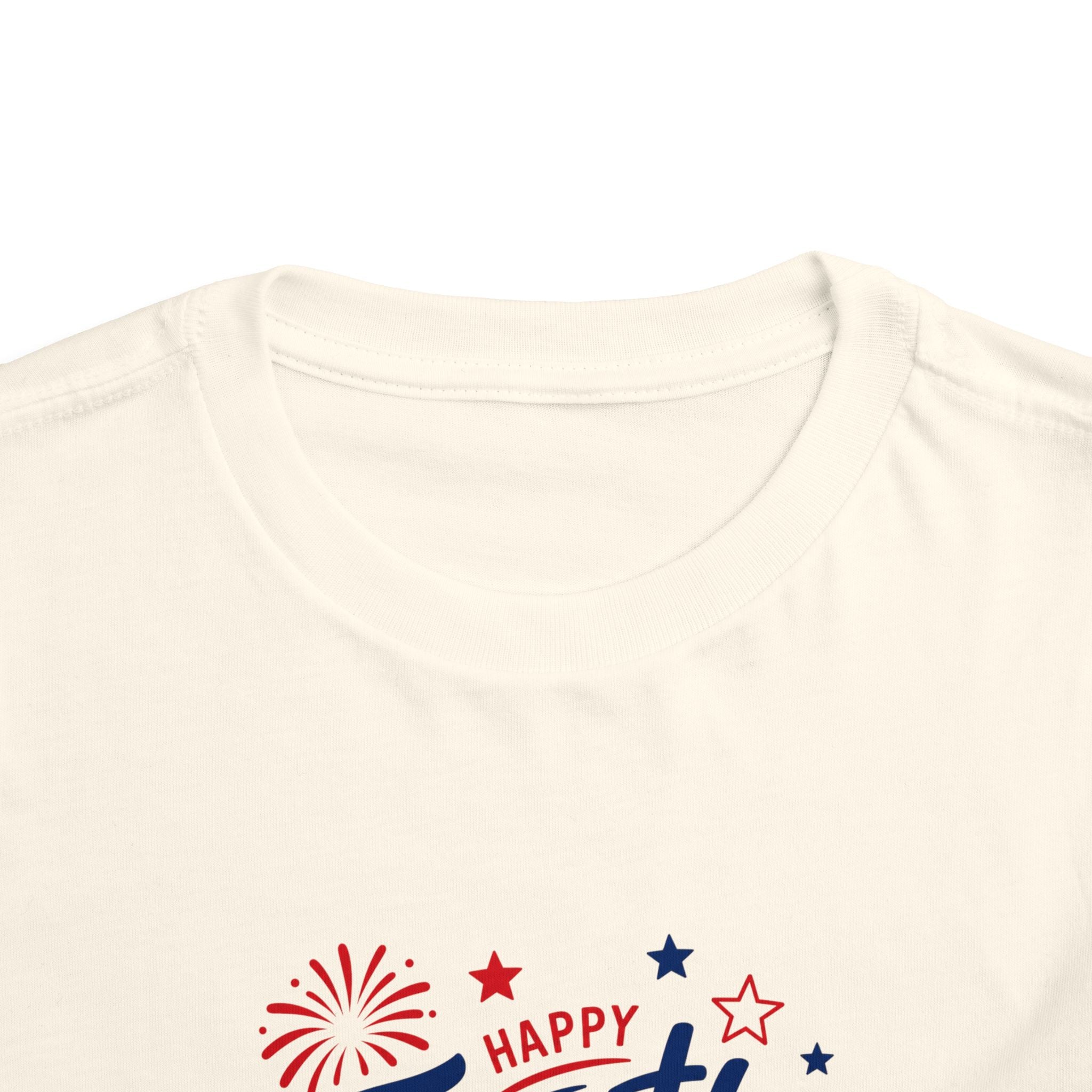 Happy Fourth of July Patriotic T-Shirt, Americana Fireworks Graphic Tee, Retro Independence Day Shirt, Summer Celebration Apparel, Red White Blue Outfit Toddler Short Sleeve Tee