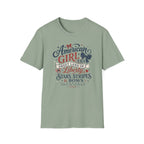 American Girl Era Tee, Sweet Land of Liberty Shirt, Stars Stripes Bows Graphic Top, USA Born Raised Patriotic Outfit T-Shirt