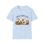 Ghost Garden Club T-Shirt — Cute Autumn Halloween Ghosts with Pumpkins & Flowers
