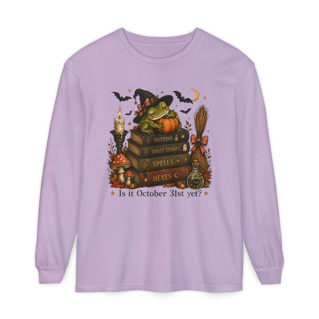 Witch Frog Potions & Ghost Stories Cute Spooky Halloween Long Sleeve T-Shirt