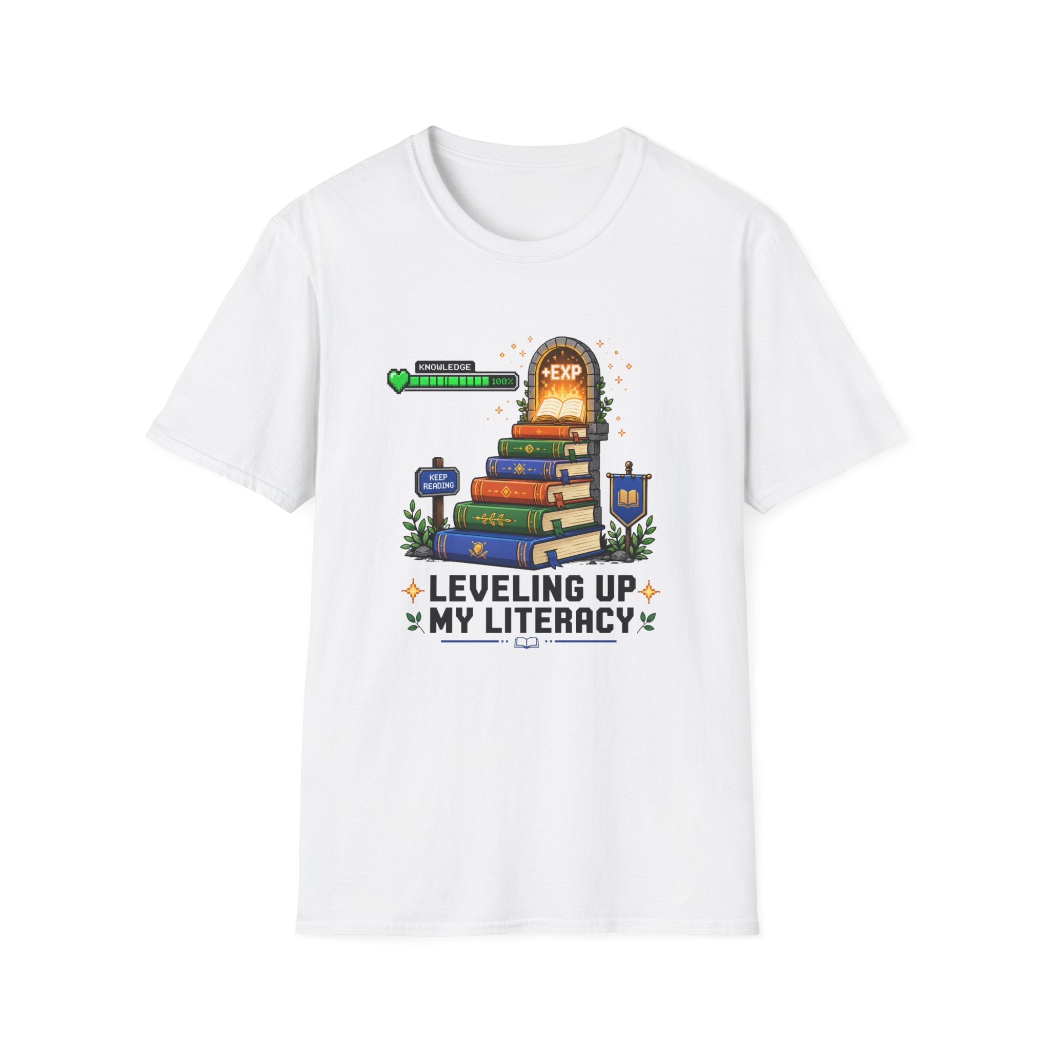 Literacy Level-Up T-Shirt — "Leveling Up My Literacy" Book Gamer Tee