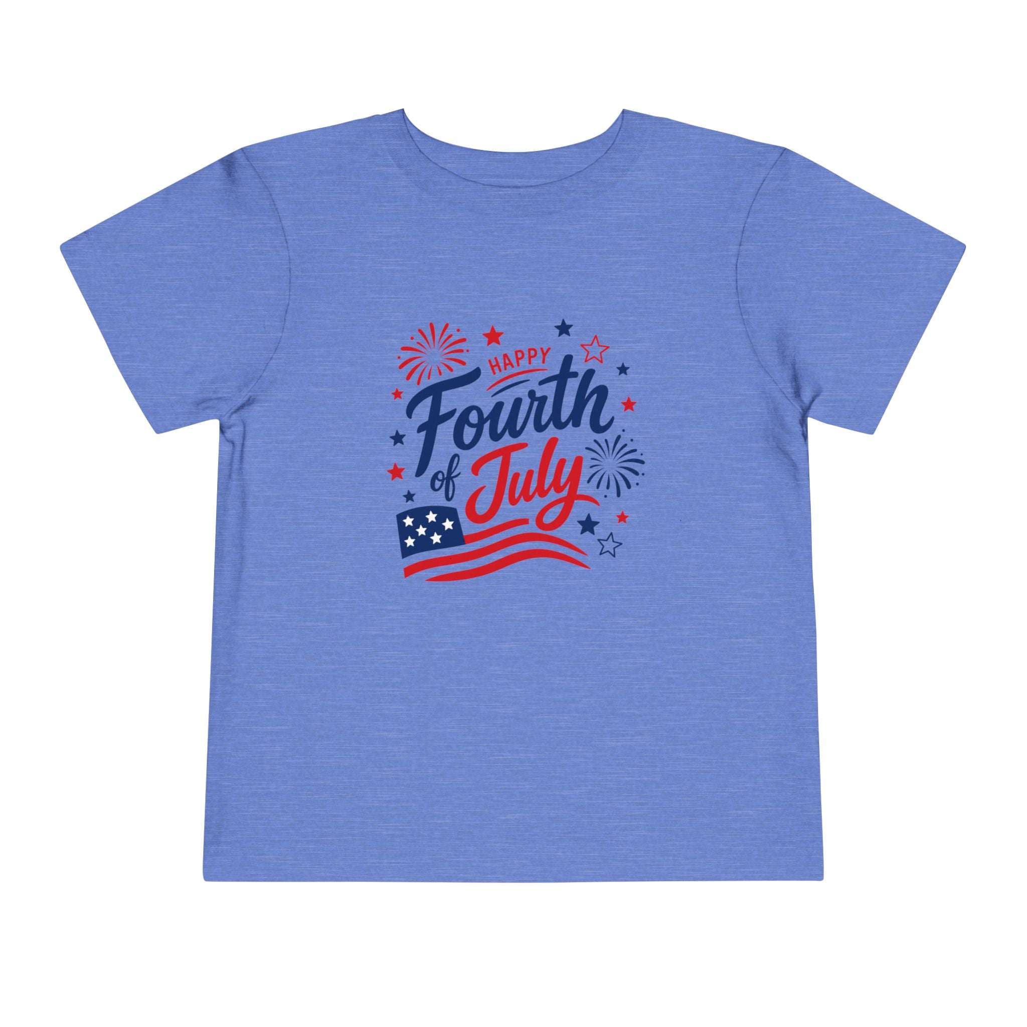 Happy Fourth of July Patriotic T-Shirt, Americana Fireworks Graphic Tee, Retro Independence Day Shirt, Summer Celebration Apparel, Red White Blue Outfit Toddler Short Sleeve Tee