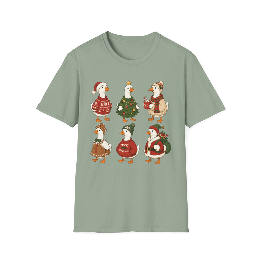 Christmas Geese T-Shirt — Cute Holiday Ducks in Sweaters & Tree Design