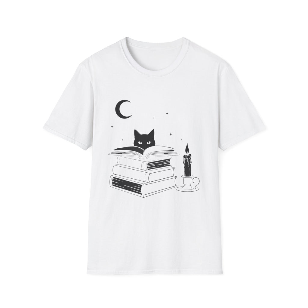 Cat & Books T‑Shirt — Mystical Reading Graphic Tee