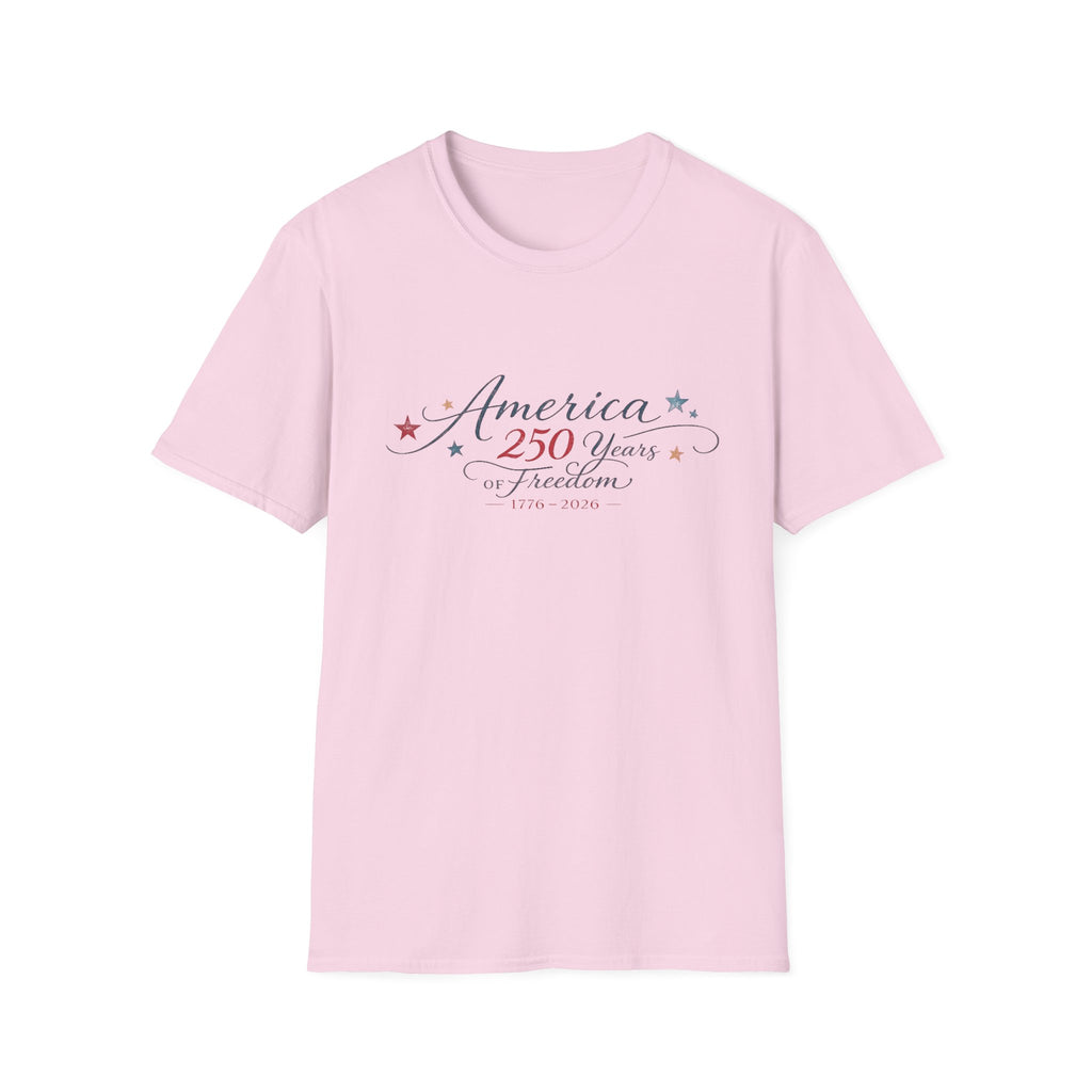 America 250 Years of Freedom Calligraphy Shirt, Elegant Script Patriotic Tee 1776 2026, Sophisticated Anniversary 4th of July T-Shirt, Patriotic