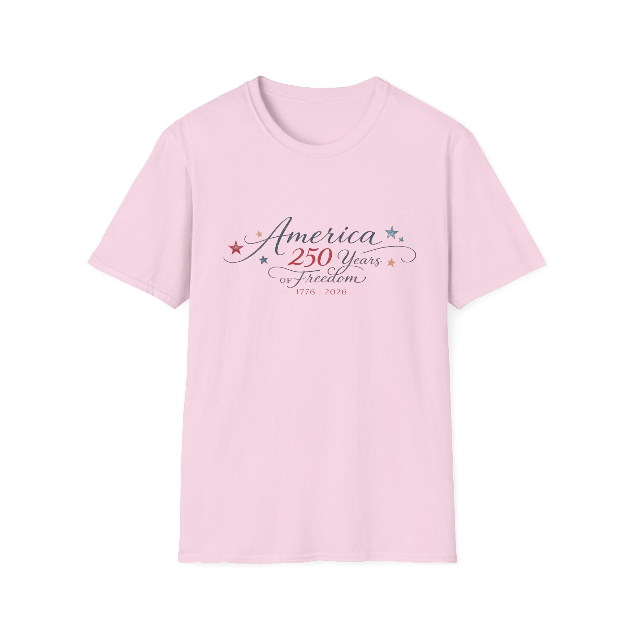 America 250 Years of Freedom Calligraphy Shirt, Elegant Script Patriotic Tee 1776 2026, Sophisticated Anniversary 4th of July T-Shirt, Patriotic