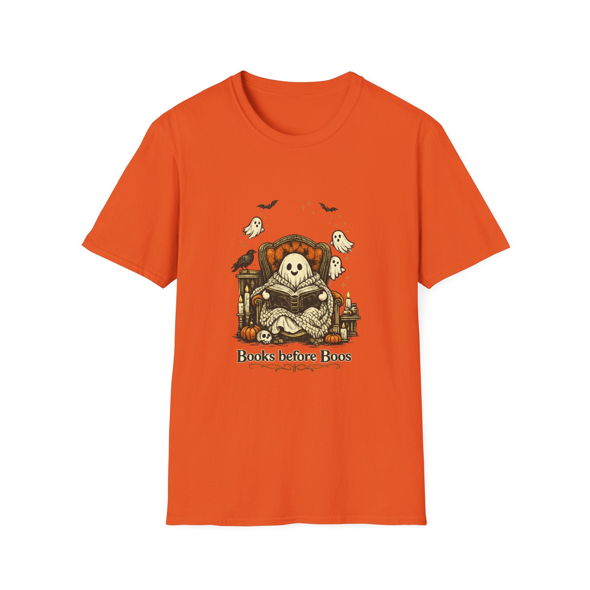 Books Before Boos T-Shirt — Cute Ghost Reading Halloween Tee