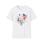 Patriotic Floral Bouquet Graphic Tee - 4th of July Wildflower T-Shirt