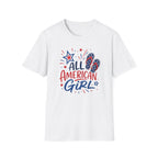 Patriotic All American Girl Graphic Tee - 4th of July Flip Flops Summer T-Shirt