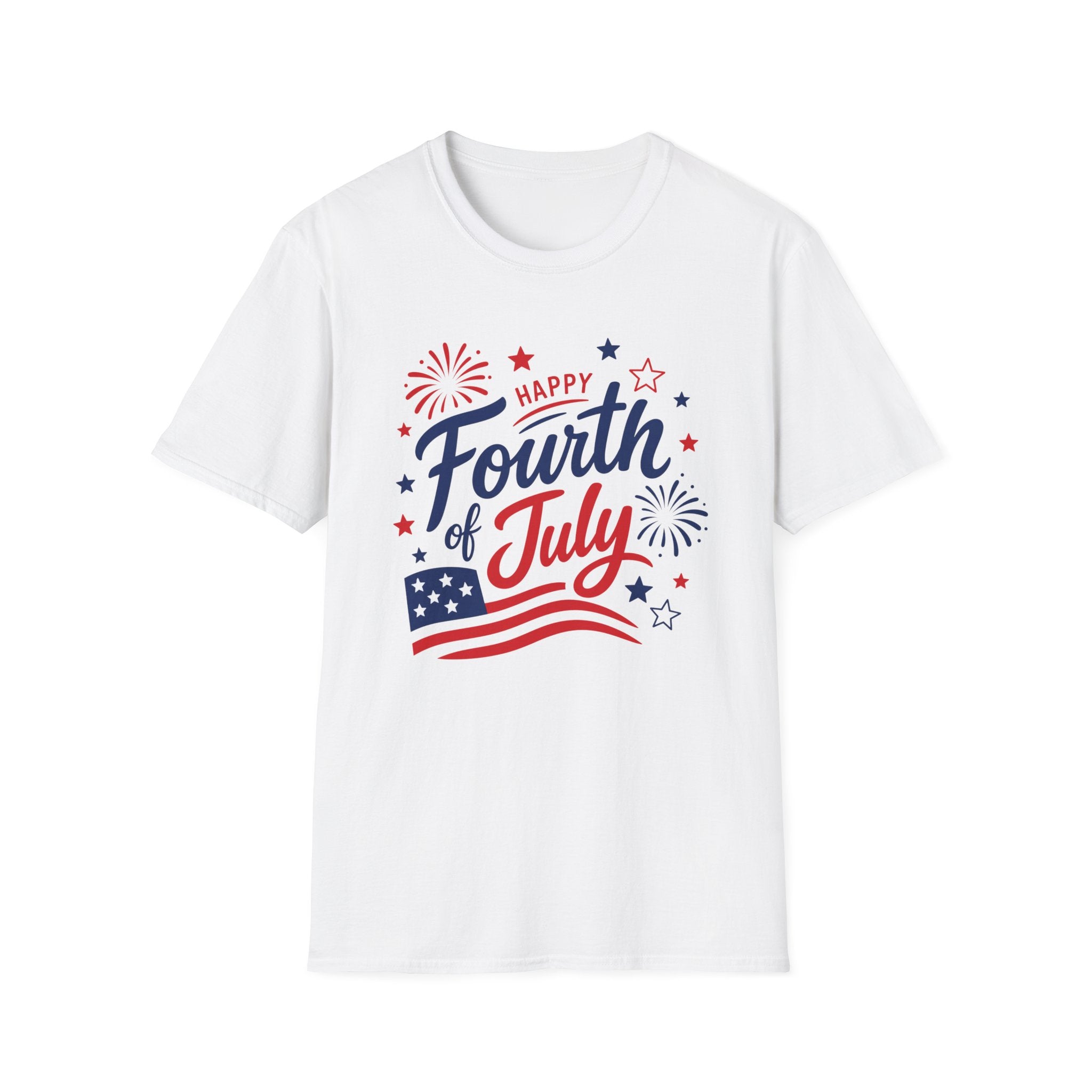 Patriotic Happy Fourth of July Graphic Tee USA Star Spangled- Celebration Flag T-Shirt