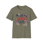 All American Girl Graphic Tee - Patriotic 4th of July Summer Beach T-Shirt