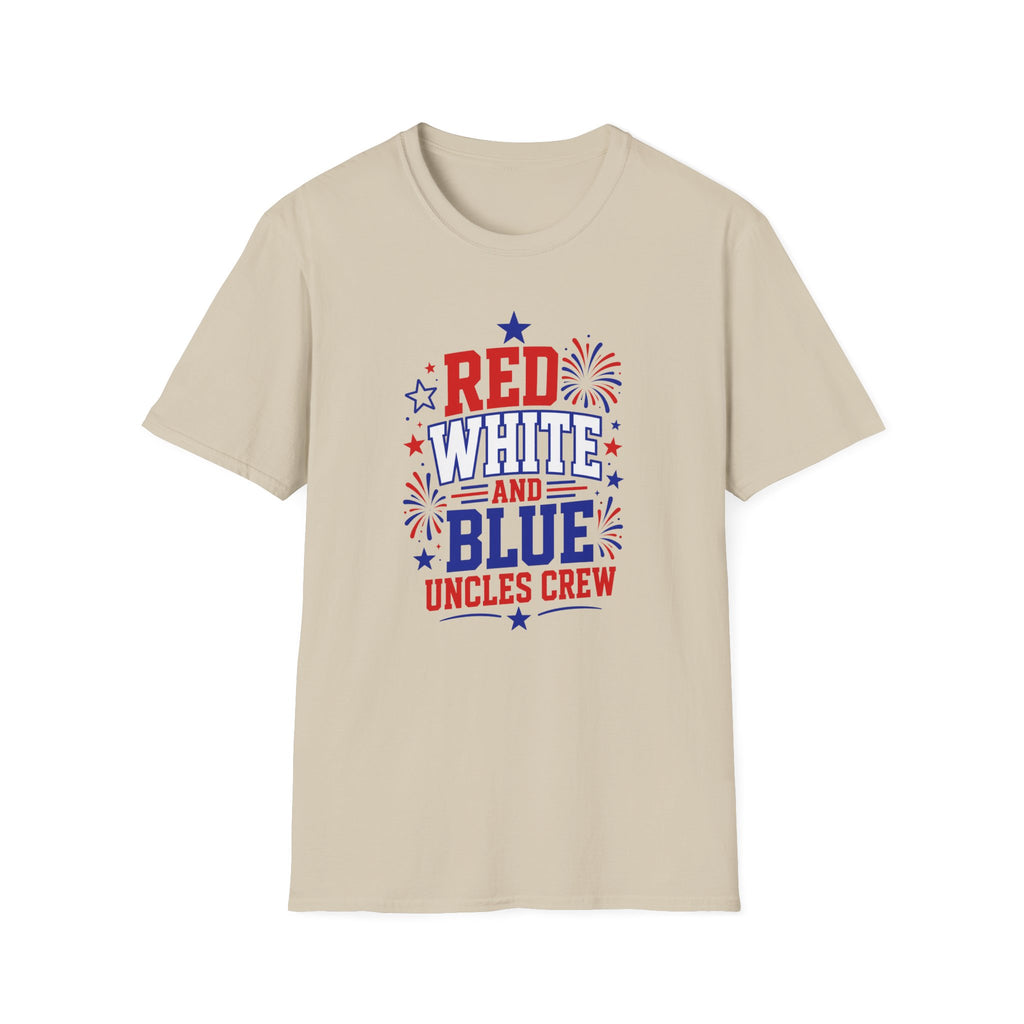 Patriotic Uncles Crew Graphic Tee - 4th of July Red White and Blue Uncle Fireworks cle T-Shirt