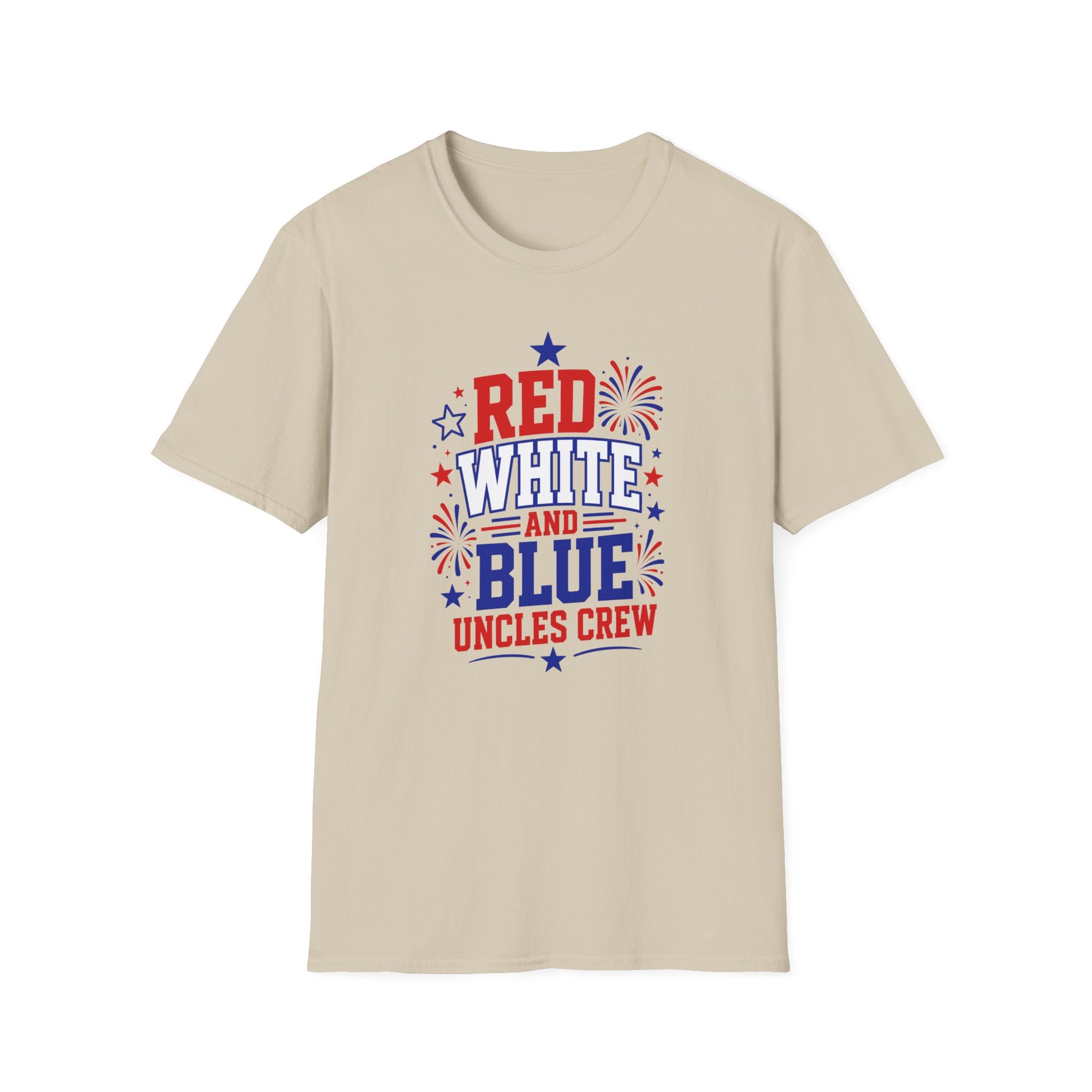 Patriotic Uncles Crew Graphic Tee - 4th of July Red White and Blue Uncle Fireworks cle T-Shirt