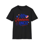 All American Uncle Tee, Patriotic USA Shirt, Red White Blue Fireworks Graphic Top, Fourth of July Celebration Outfit T-Shirt