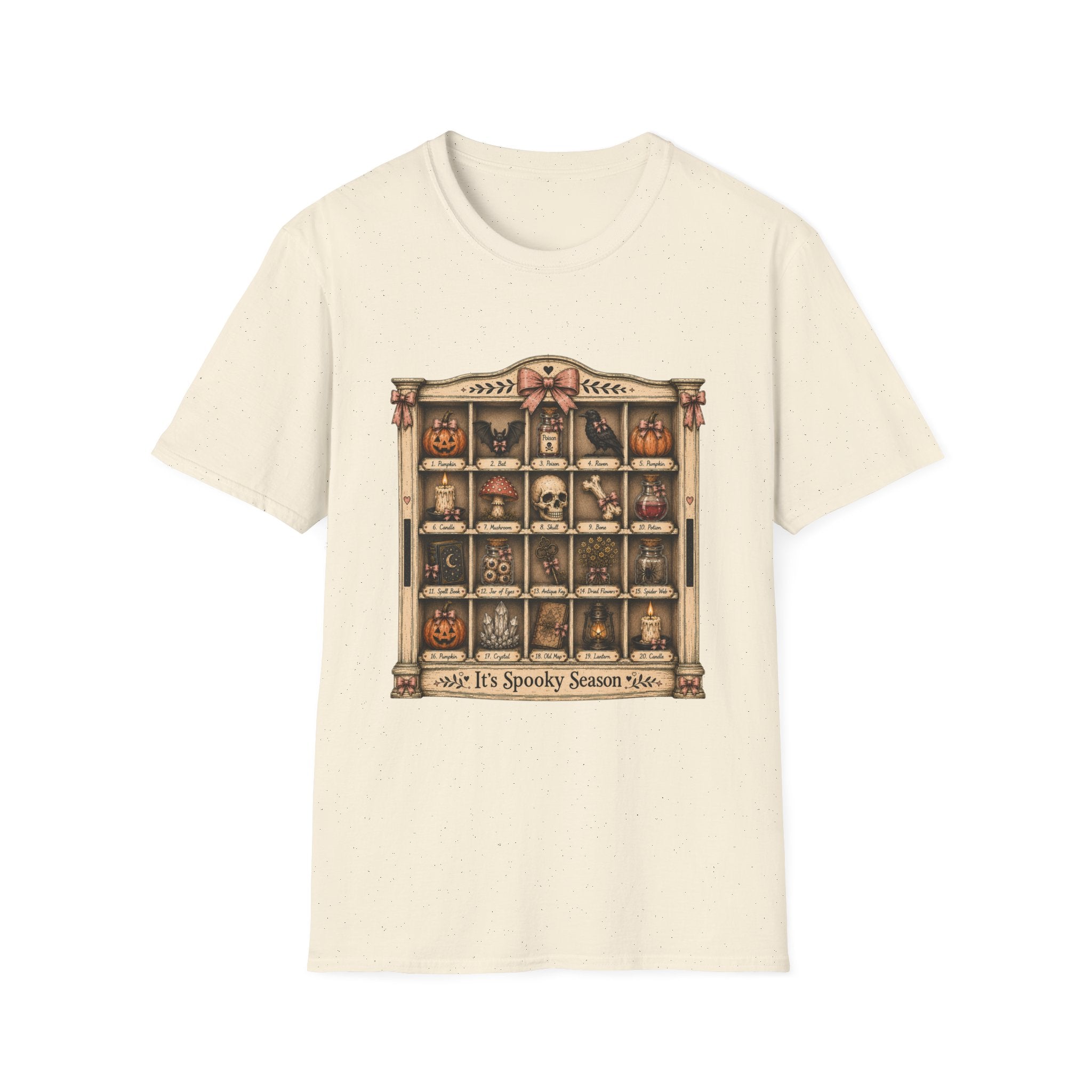 Halloween Curio Cabinet T-Shirt — Vintage Spooky Season Shelf Display