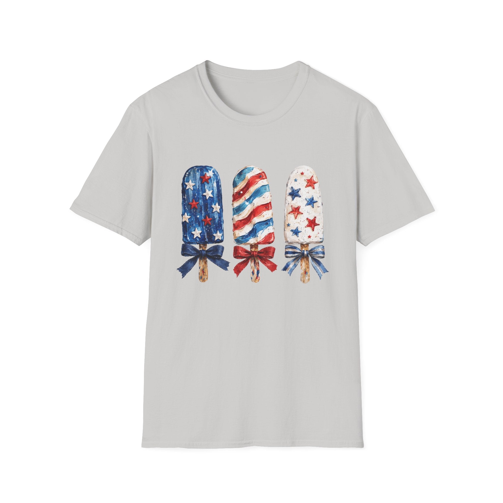 Patriotic Popsicle T-Shirt | Fourth Of July Watercolor Ice Pop Graphic Tee, Coquette Bow Summer Holiday Top