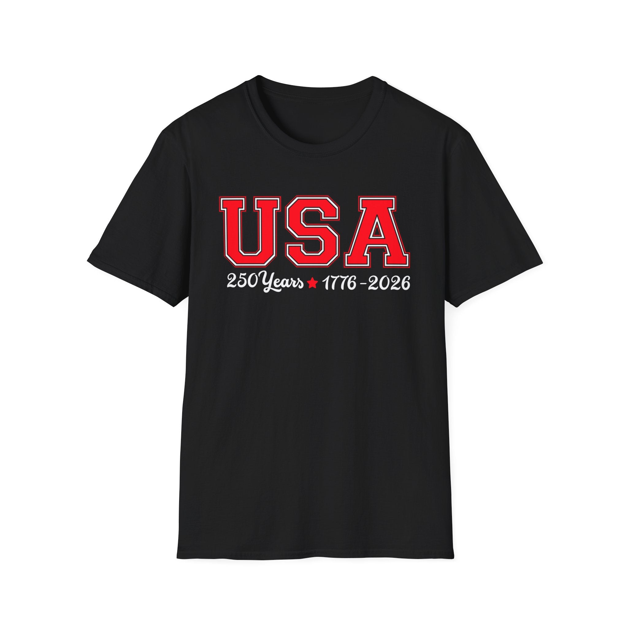 USA 250 Years Shirt 1776 2026, America 250th Anniversary T-Shirt, Varsity Style Patriotic Tee, Fourth of July Gift, Classic USA Bold Letter Shirt