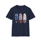 Patriotic Popsicle T-Shirt | Fourth Of July Watercolor Ice Pop Graphic Tee, Coquette Bow Summer Holiday Top