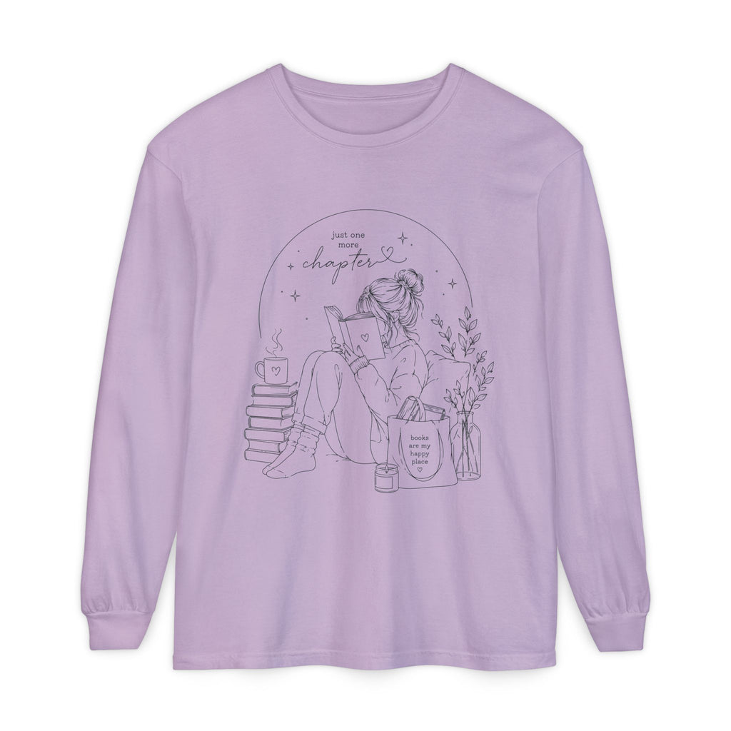 Reading Girl Long Sleeve Tee — "New Chapter" Cozy Booklover Shirt