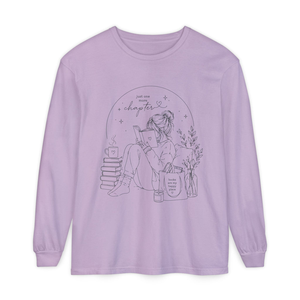 Reading Girl Long Sleeve Tee — "New Chapter" Cozy Booklover Shirt