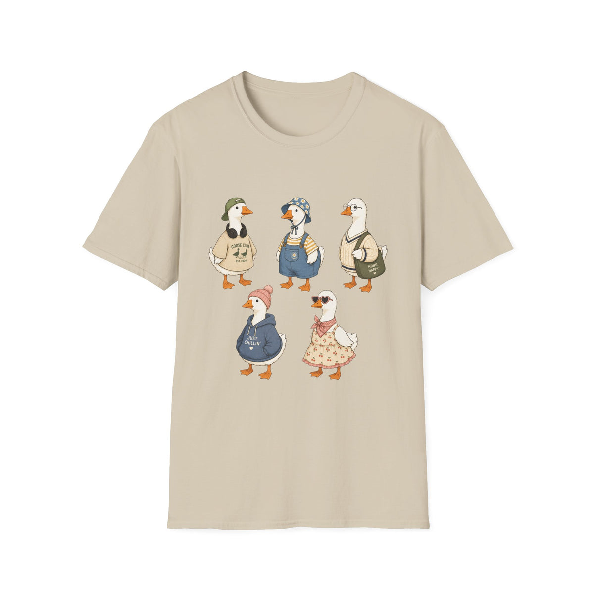 Cute Whimsical Vintage Goose Family T-Shirt