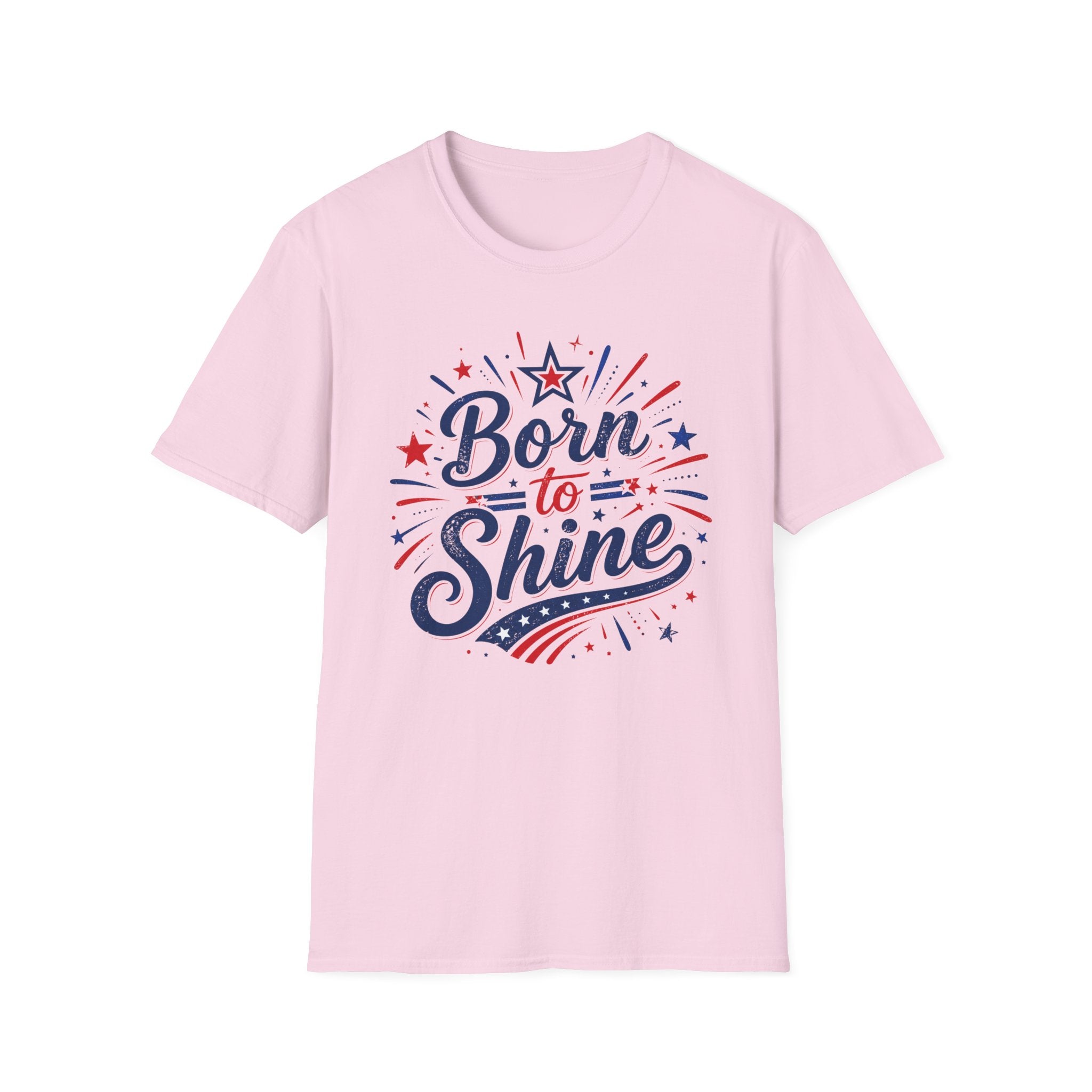 Born To Shine T-Shirt | Patriotic Fireworks Graphic Tee, Fourth Of July Stars Stripes Top