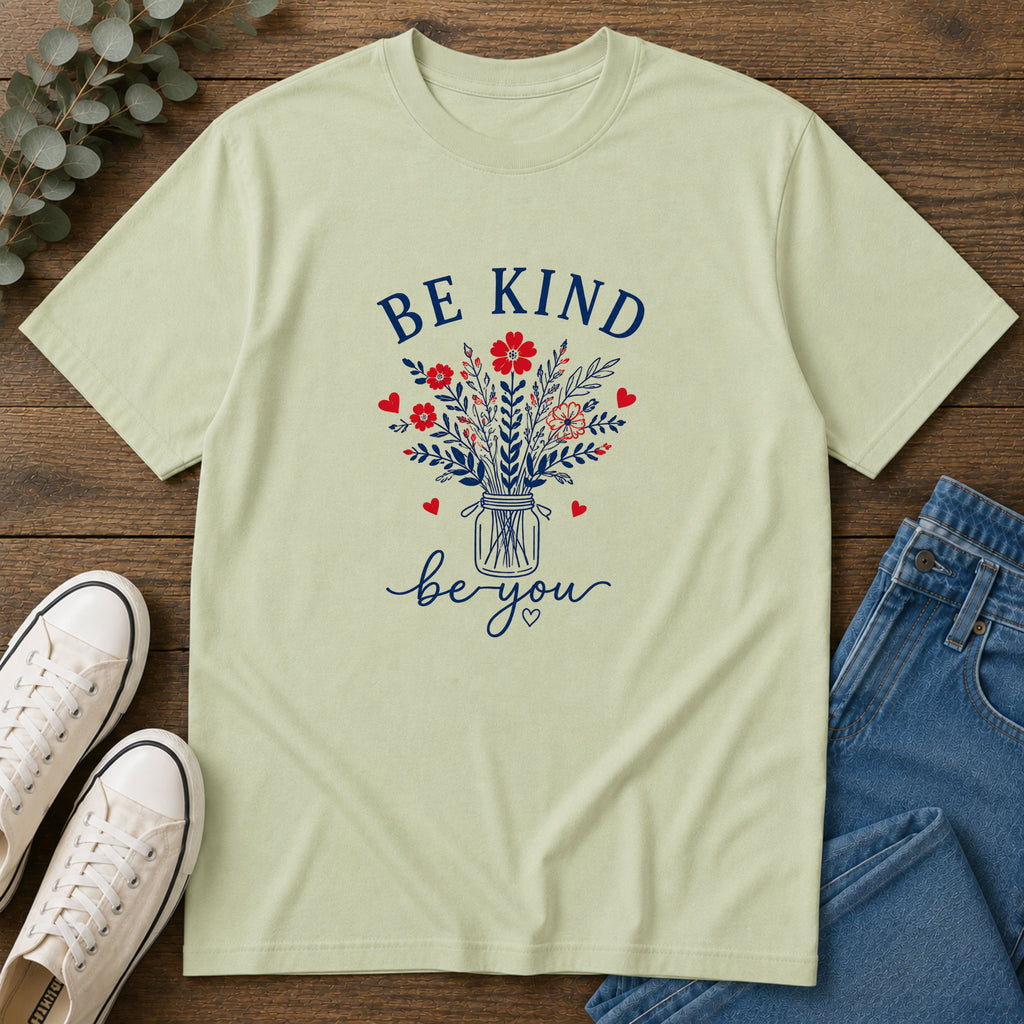 Be Kind Floral T-Shirt — Inspirational 'Be Kind Be You' Graphic Tee
