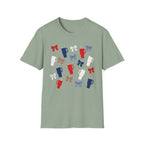 Patriotic Coffee Lover T-Shirt, Americana Bow Graphic Tee, Fourth of July Iced Drink Shirt, Cute Summer Cafe Apparel, Coquette USA Outfit