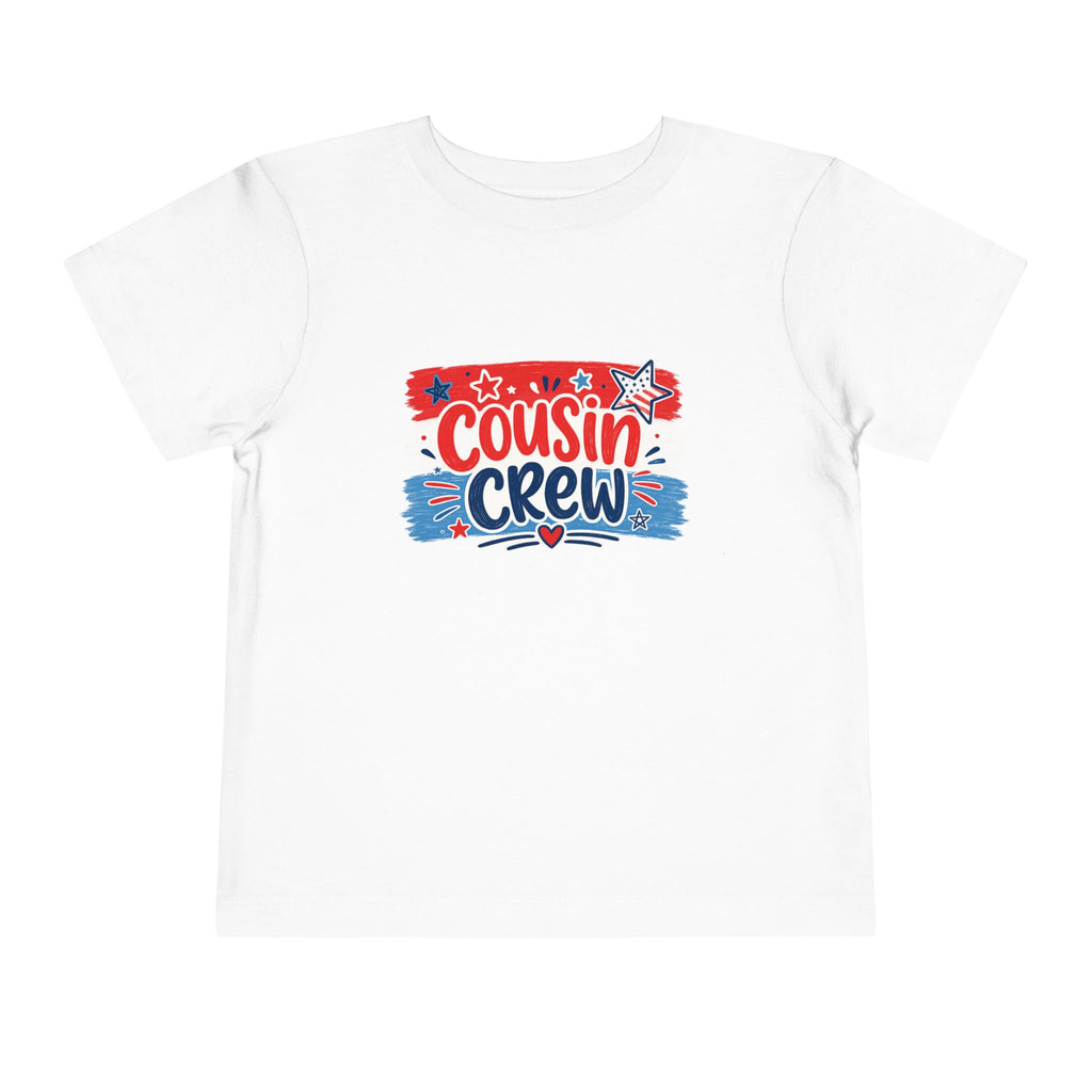 Cousin Crew USA Tee, Patriotic Red White Blue Shirt, Family Matching Star Graphic Top, Fourth of July Celebration Outfit Toddler Short Sleeve Tee