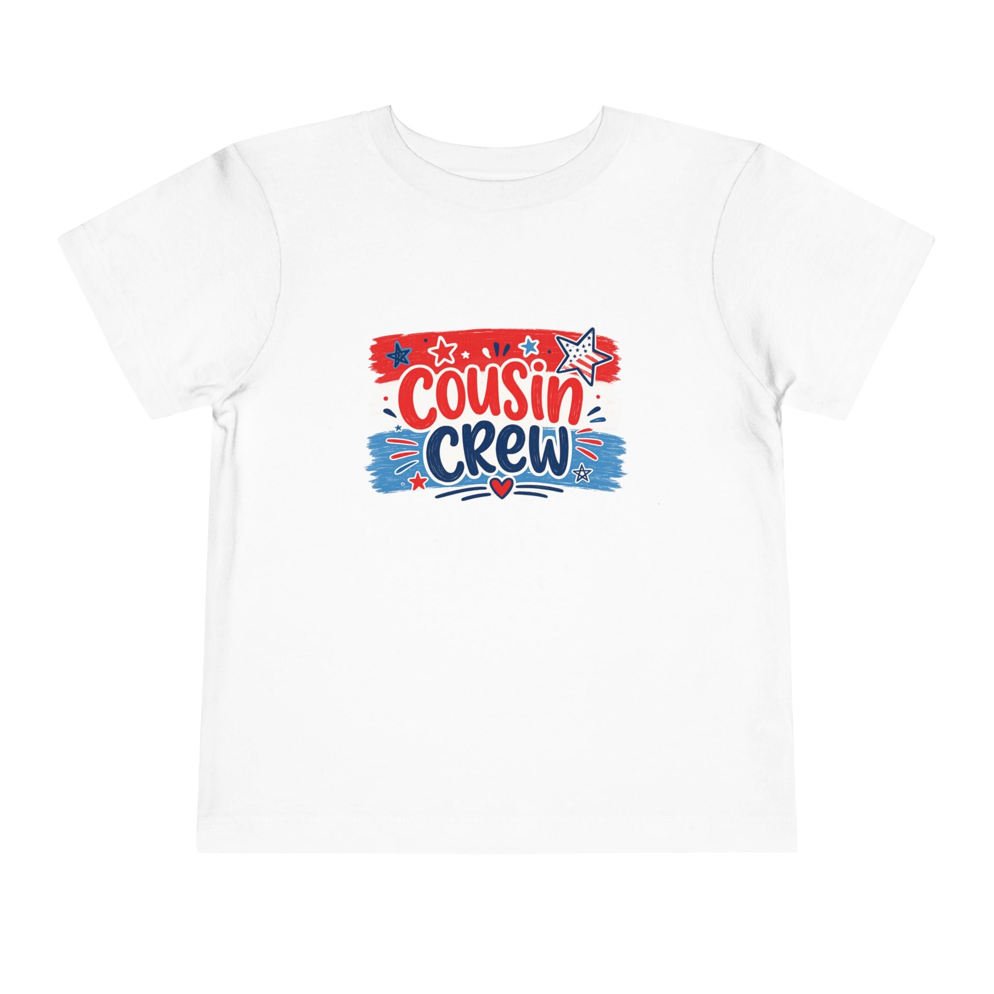Cousin Crew USA Tee, Patriotic Red White Blue Shirt, Family Matching Star Graphic Top, Fourth of July Celebration Outfit Toddler Short Sleeve Tee