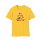 Happy 250th USA Tee, United States Anniversary Shirt, Red White Blue Patriotic Graphic Top, American Pride Celebration Outfit T-Shirt