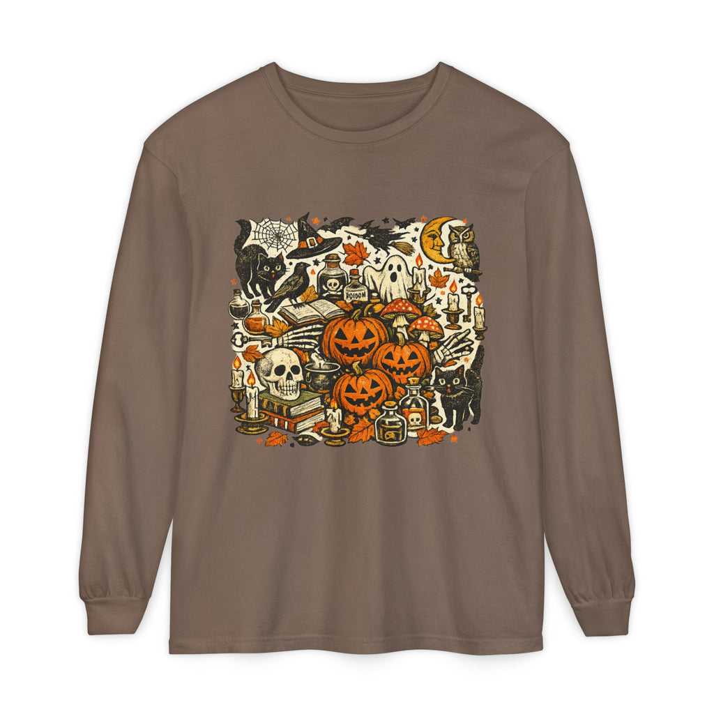Halloween Vintage Pumpkins, Cats & Spooky Night Long Sleeve T-Shirt