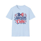American Cutie Patriotic Bow Tee, Red White Blue Fireworks Shirt, Cute USA Fourth of July Outfit, Festive American Graphic Top T-Shirt