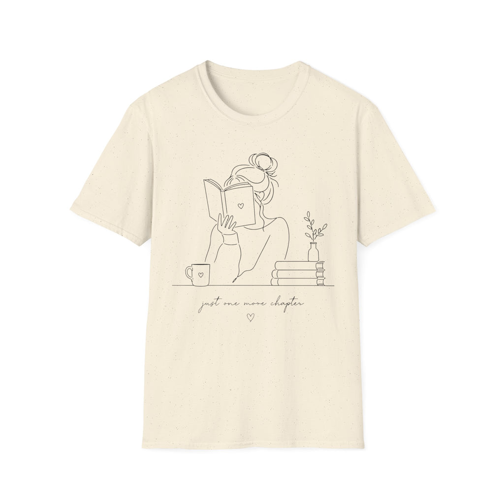 Minimal Line Art Reading Tee — "Just One More Chapter" T-Shirt