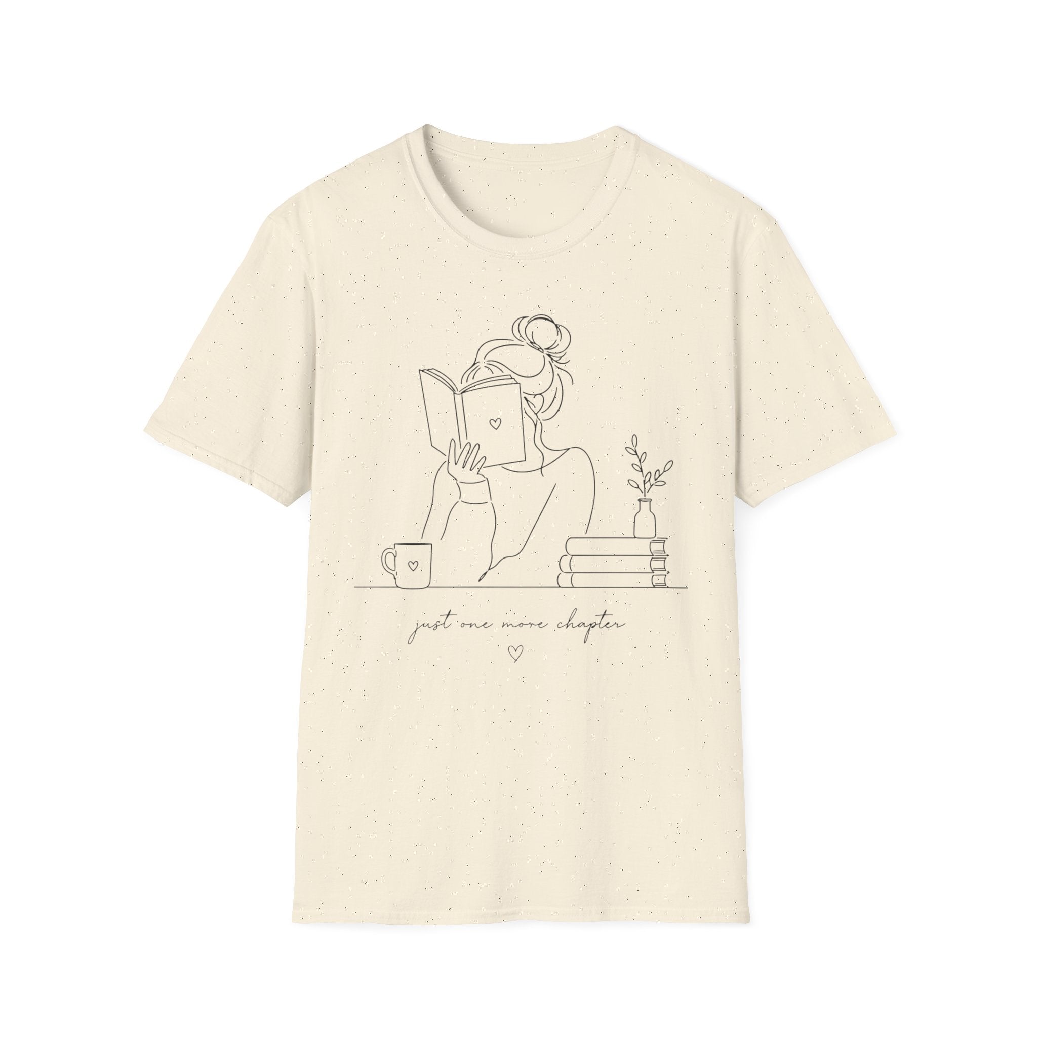 Minimal Line Art Reading Tee — "Just One More Chapter" T-Shirt