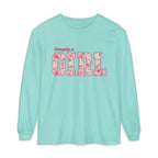 Simply a GIRL Floral Feminine Pink Flower Typography Long Sleeve T-shirt