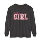 Simply a GIRL Floral Feminine Pink Flower Typography Long Sleeve T-shirt
