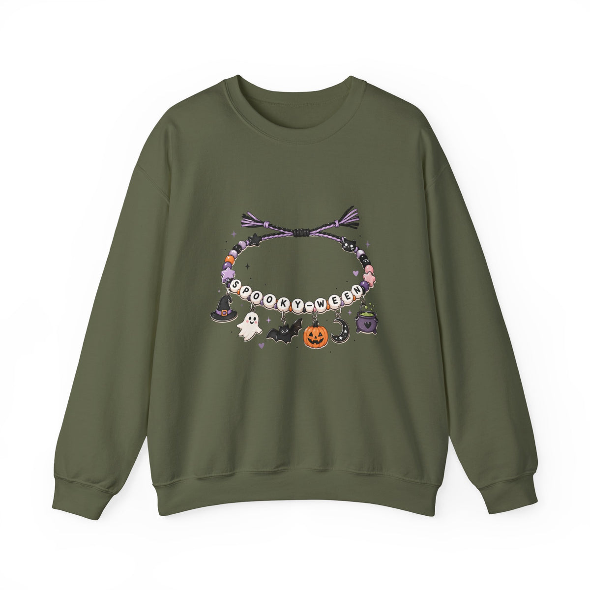 Halloween Spooky Vibes Friendship Bracelet Crewneck Sweatshirt