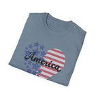 America Heart Patriotic T-Shirt, Vintage USA Flag Graphic Tee, Retro Fourth of July Shirt, Soft Americana Aesthetic Apparel, Cute Summer Holiday Outfit T-Shirt