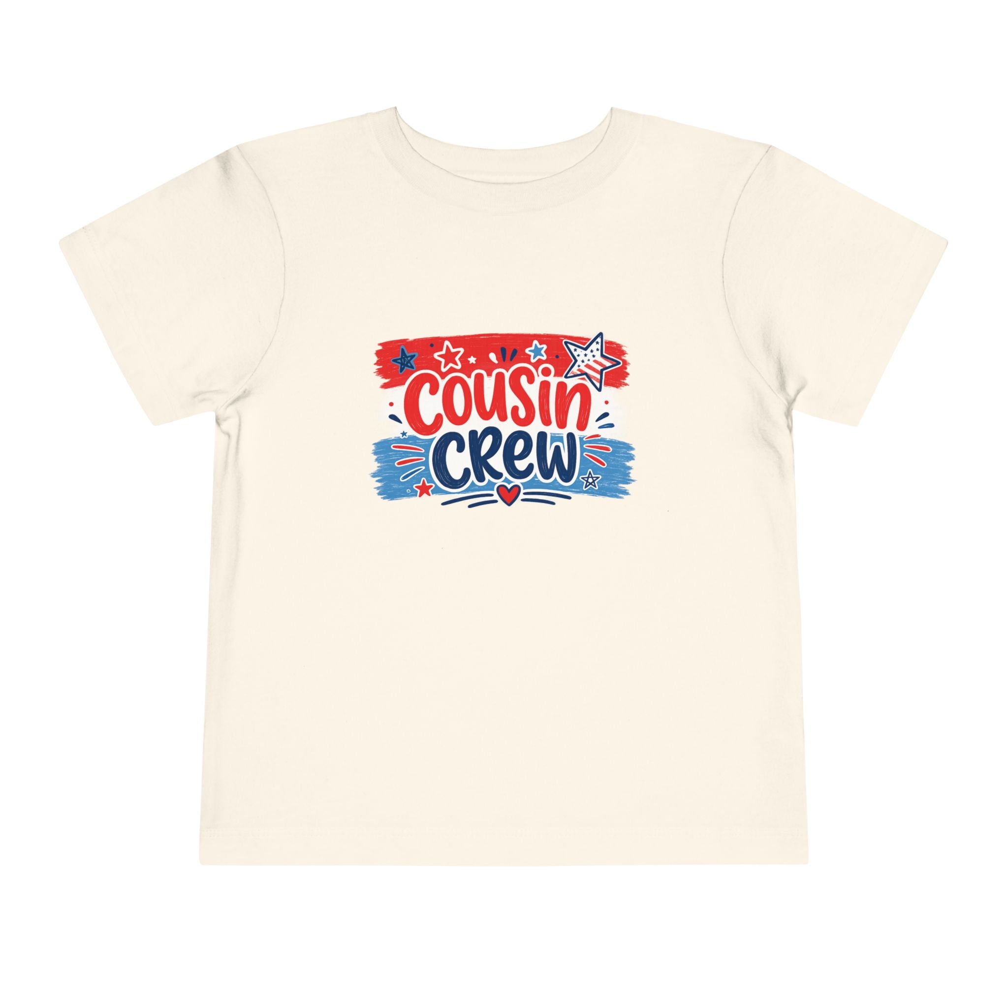 Cousin Crew USA Tee, Patriotic Red White Blue Shirt, Family Matching Star Graphic Top, Fourth of July Celebration Outfit Toddler Short Sleeve Tee