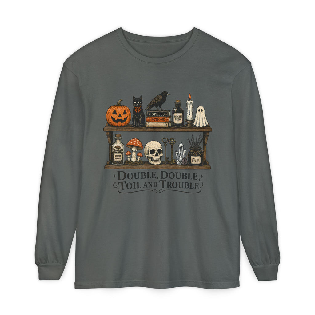 Halloween Potion Shelf "Double, Double, Toil and Trouble" Long Sleeve T-Shirt
