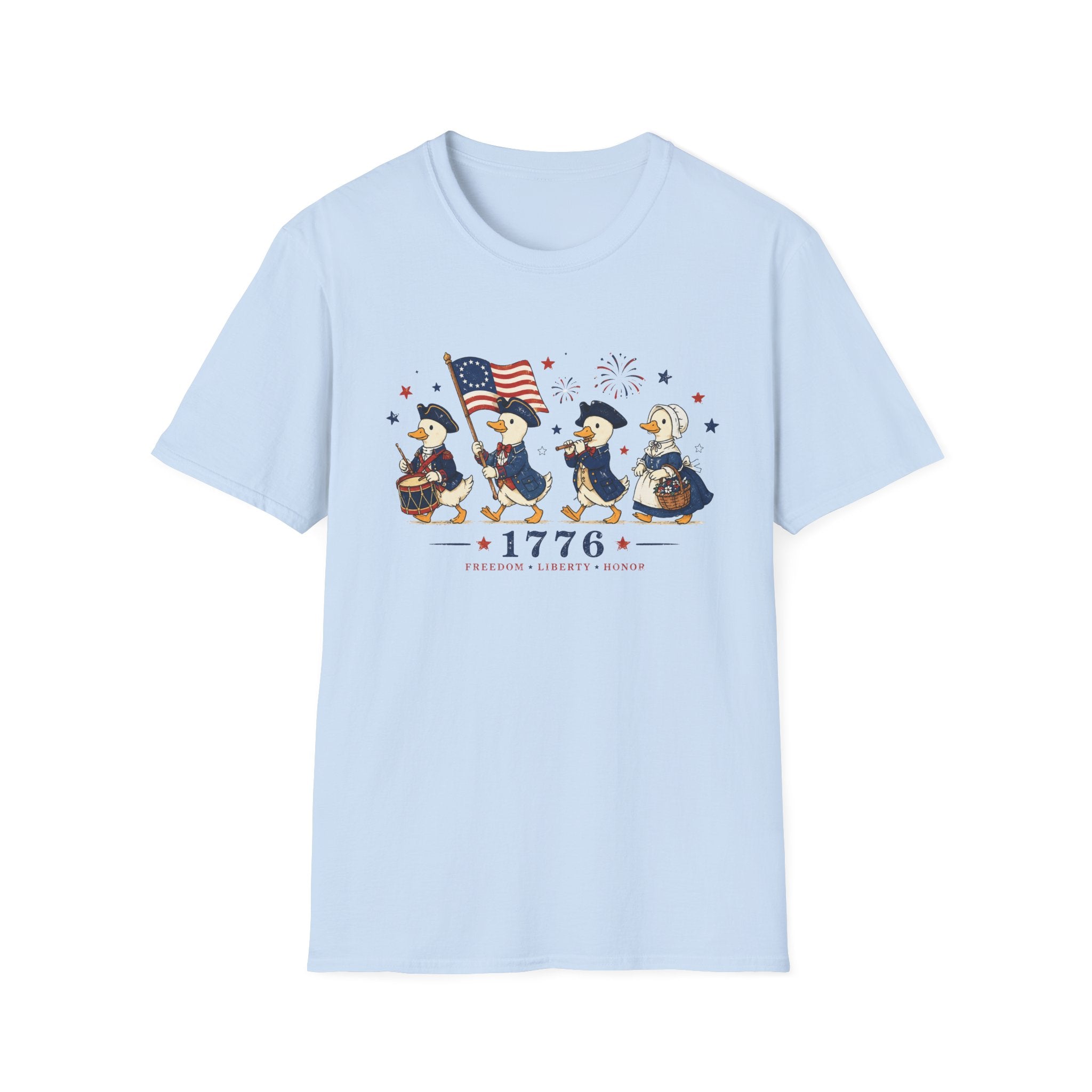 Revolutionary Duck Parade Shirt, Patriotic Duck 1776 T-Shirt, Funny 4th of July Duck Tee, Colonial Duck Marching Band, Freedom Liberty Honor USA Gift