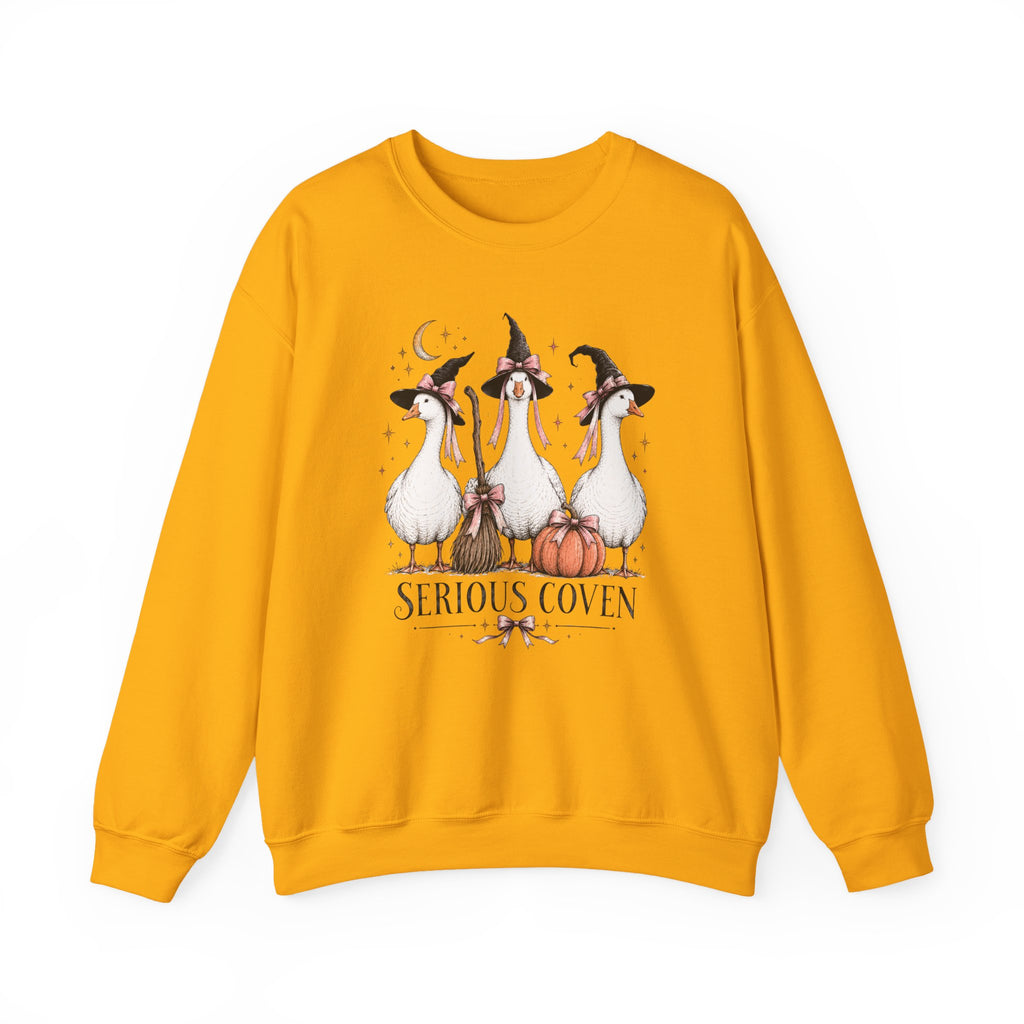 Serious Coven Goose Cute Witch Geese Halloween Crewneck Sweatshirt