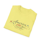 America 250 Years of Freedom Calligraphy Shirt, Elegant Script Patriotic Tee 1776 2026, Sophisticated Anniversary 4th of July T-Shirt, Patriotic