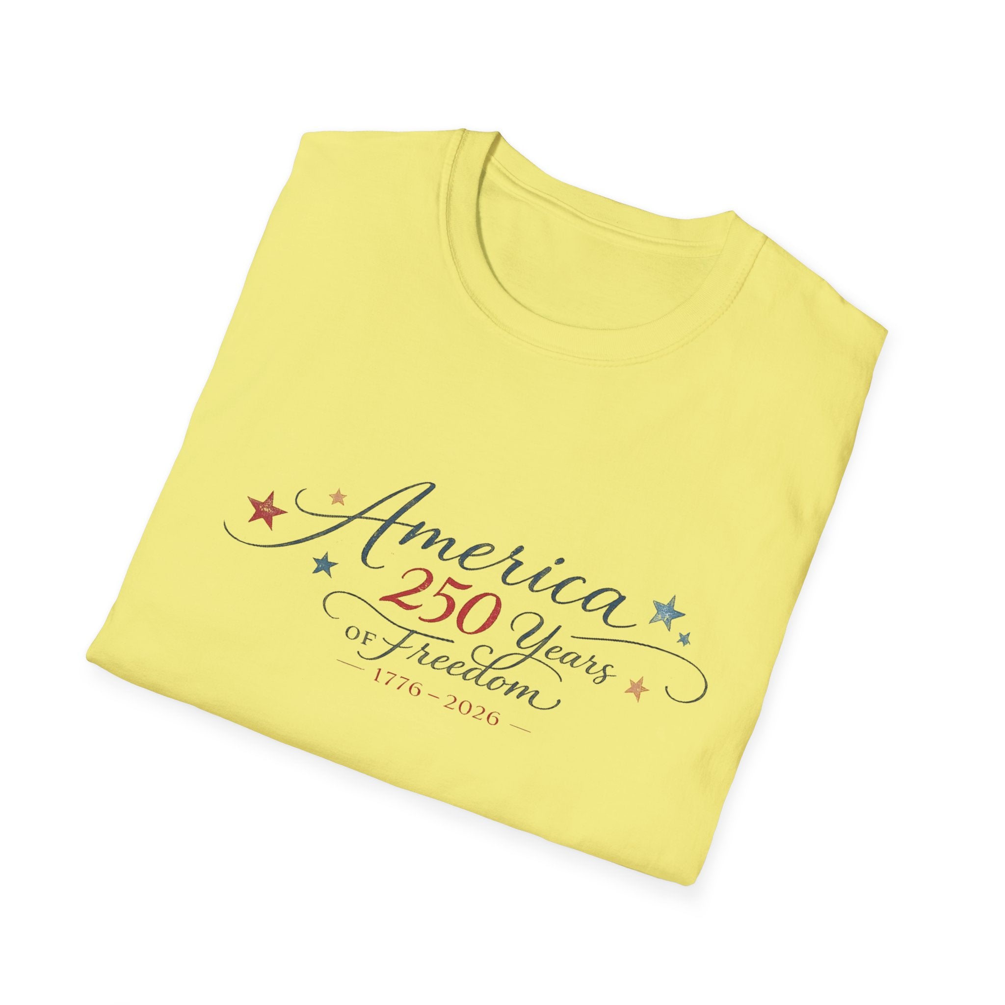 America 250 Years of Freedom Calligraphy Shirt, Elegant Script Patriotic Tee 1776 2026, Sophisticated Anniversary 4th of July T-Shirt, Patriotic