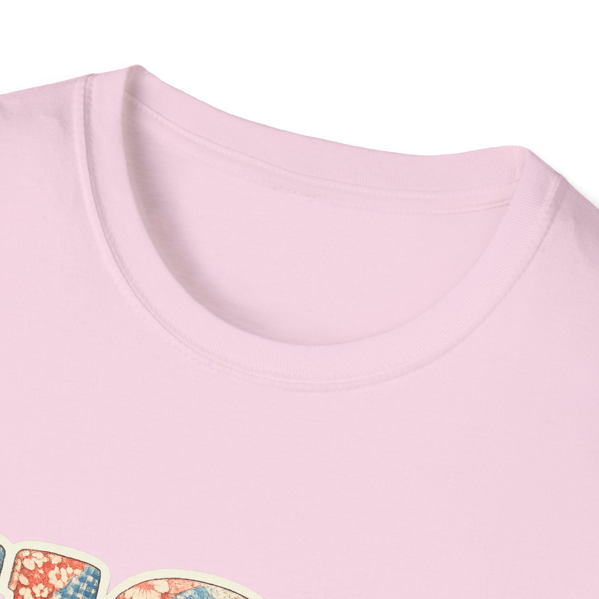 USA Floral Patchwork T-Shirt | Patriotic Block Lettering Graphic Tee, Fourth Of July Vintage Cottagecore Top